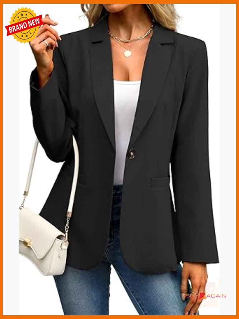 Women's Blazer Business Casual Lightweight Suit Jacket Long Sleeve Slim Fit